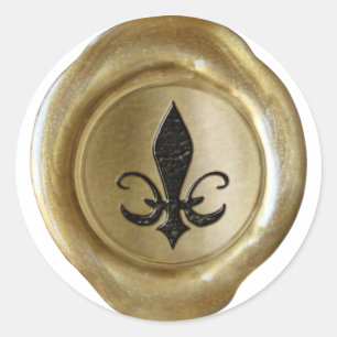 Faux Wax Seal - Gold w/ Black - SPADE