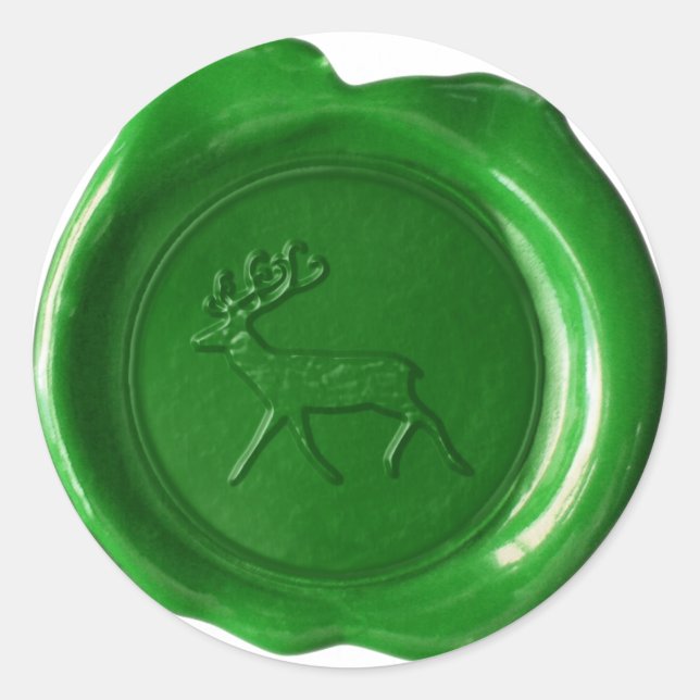 Faux Wax Seal - Green - REINDEER (Front)