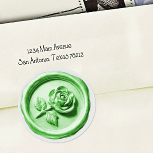 Faux Wax Seal Green Rose 2 Deep Impression