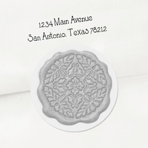 Faux Wax Seal, Grey Classic Round Sticker