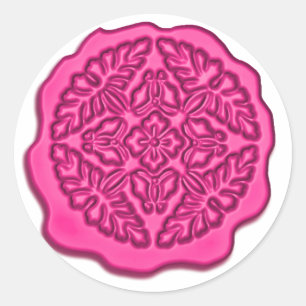 Faux Wax Seal, Hot Pink Classic Round Sticker