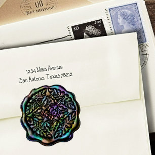 Faux Wax Seal, Iridescent Colors Metallic Classic Round Sticker