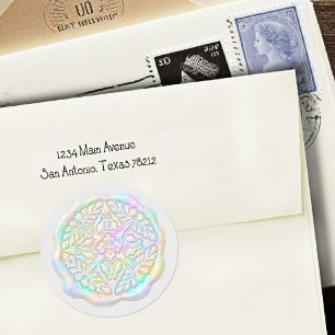 Faux Wax Seal, Iridescent Colours Classic Round Sticker
