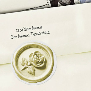 Faux Wax Seal Ivory Rose 2 Deep Impression