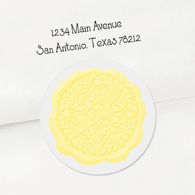 Faux Wax Seal, Lemon Yellow Classic Round Sticker (Creator Uploaded)