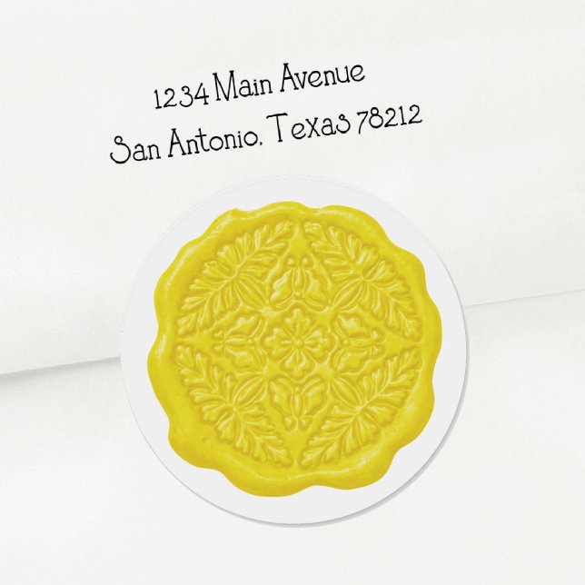 Faux Wax Seal, Lemony Yellow Classic Round Sticker (Creator Uploaded)