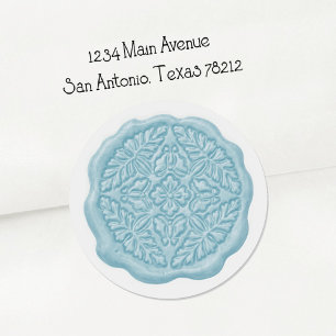 Faux Wax Seal, Light Blue Classic Round Sticker