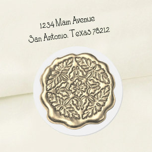 Faux Wax Seal, Light Gold Classic Round Sticker