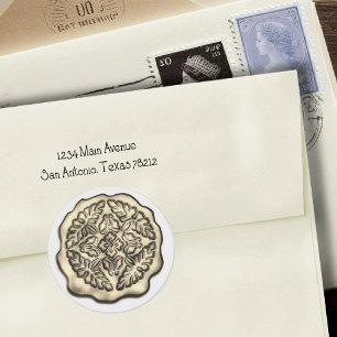 Faux Wax Seal, Lt. Gold Classic Round Sticker