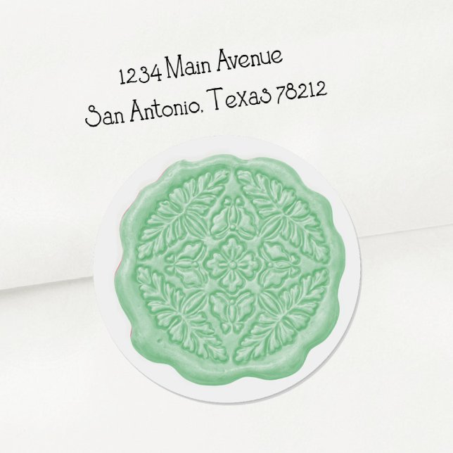 Faux Wax Seal, Mint Green Classic Round Sticker (Creator Uploaded)