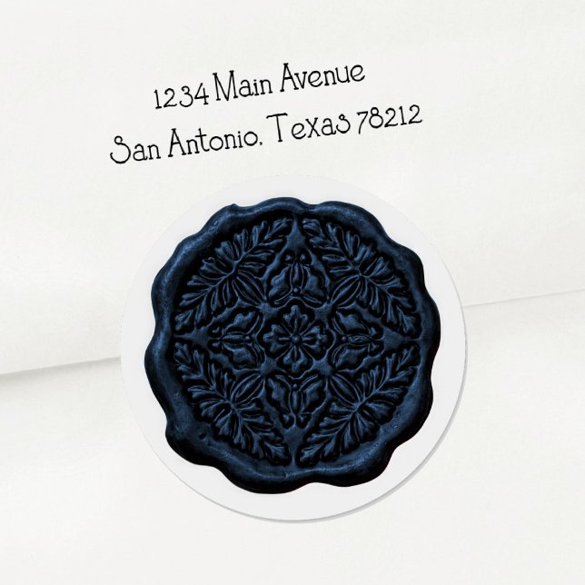 Faux Wax Seal, Navy Blue Classic Round Sticker (Creator Uploaded)