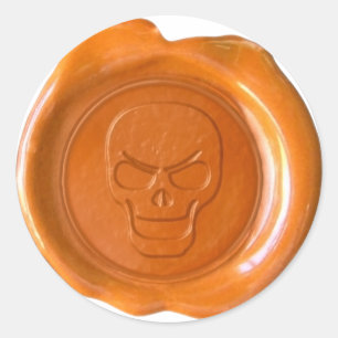 Faux Wax Seal - Orange - Skull 01