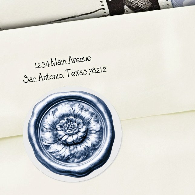 Faux Wax Seal Peony  Blue (Creator Uploaded)