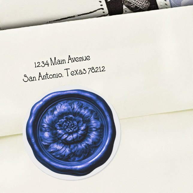 Faux Wax Seal Peony Blue 2 (Creator Uploaded)