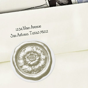Faux Wax Seal Peony Deep Impression Warm Grey