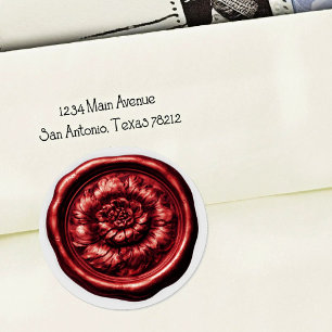Faux Wax Seal Peony Deep Red