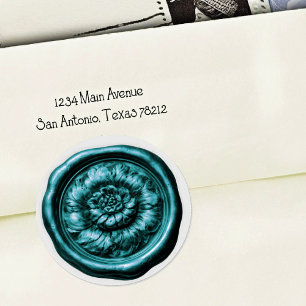 Faux Wax Seal Peony Teal