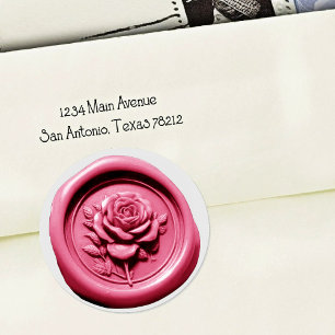 Faux Wax Seal Pink 3 Rose Deep Impression