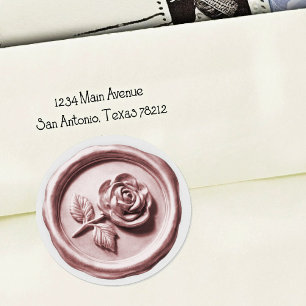 Faux Wax Seal Pink Rose 2 Deep Impression