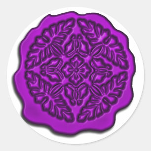 Faux Wax Seal, Purple Classic Round Sticker