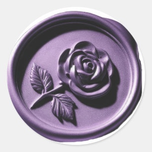 Faux Wax Seal Purple Rose Deep Impression