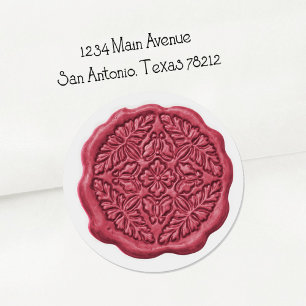Faux Wax Seal, Rose Pink Classic Round Sticker