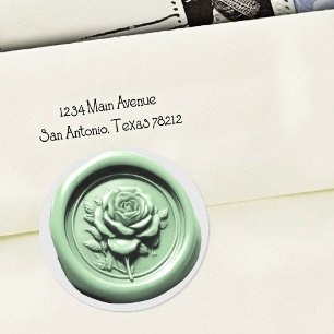 Faux Wax Seal Sage Green Rose Deep Impression