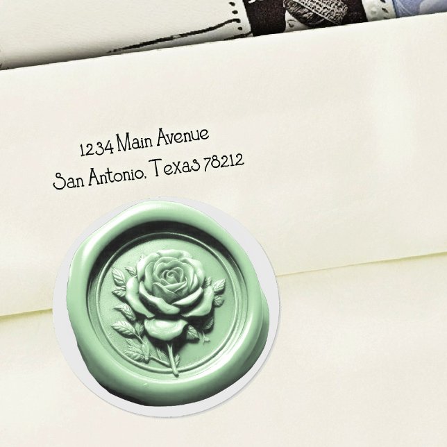 Faux Wax Seal Sage Green Rose Deep Impression (Creator Uploaded)