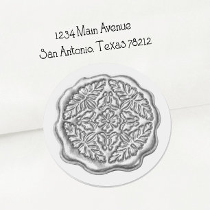 Faux Wax Seal, Silver Metallic Classic Round Sticker