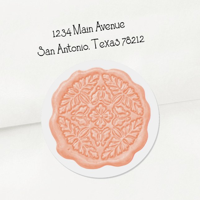 Faux Wax Seal, Soft Peach Classic Round Sticker (Creator Uploaded)