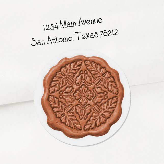 Faux Wax Seal, Terracotta Classic Round Sticker (Creator Uploaded)
