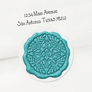 Faux Wax Seal, Turquoise Blue Classic Round Sticker