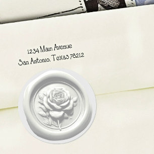 Faux Wax Seal White Rose Deep Impression