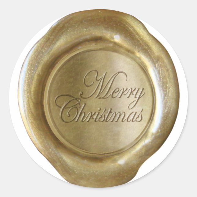 Faux Wax Seals - Gold Script - Merry Christmas (Front)