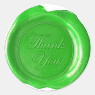 Faux Wax Seals - Grass Green Script - Thank You
