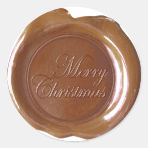 Faux Wax Seals - Lt Brown Script - Merry Christmas