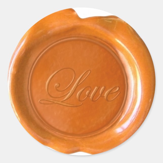 Faux Wax Seals - Orange Script - Love (Front)