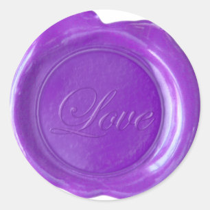 Faux Wax Seals - Purple Script - Love