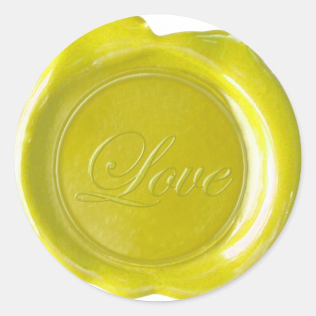Faux Wax Seals - Yellow Script - Love (Front)