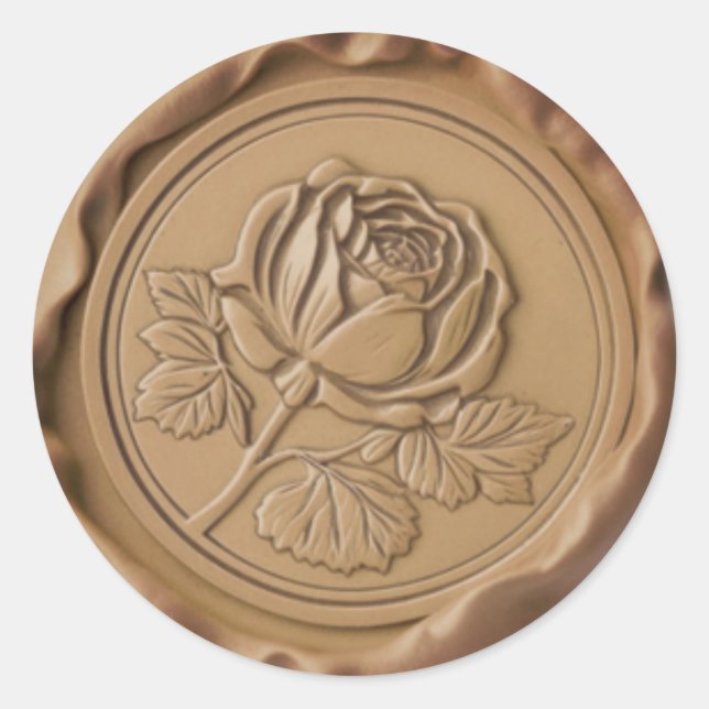 Faux Wax Stamp Envelope Seal Gold Rose Flower (Front)