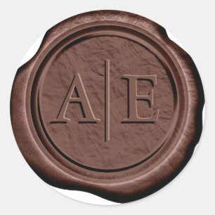 Faux Wax Wedding Initials Burnt Copper ID1323 Classic Round Sticker