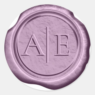 Faux Wax Wedding Initials Lilac ID889 Classic Round Sticker