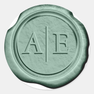 Faux Wax Wedding Initials Lt Hunter G ID947 Classic Round Sticker