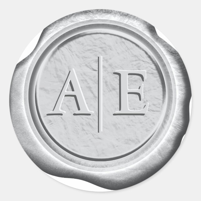 Faux Wax Wedding Initials Silver ID1322 Classic Round Sticker (Front)