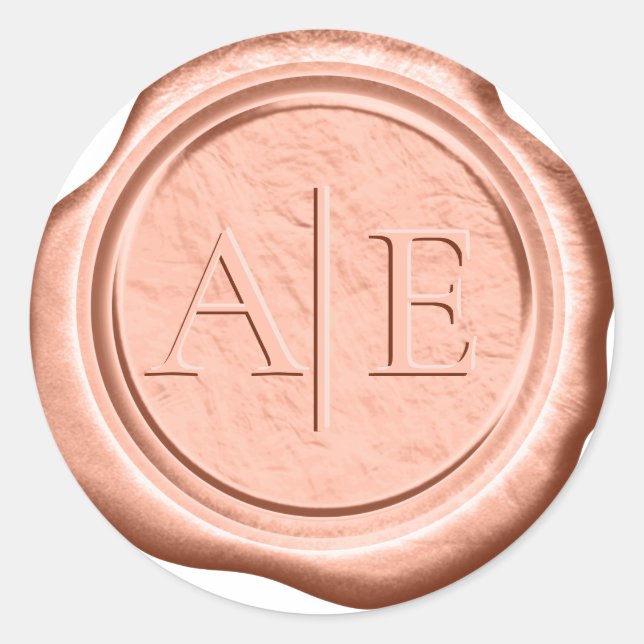 Faux Wax Wedding Initials Terra Cotta ID956 Classic Round Sticker (Front)