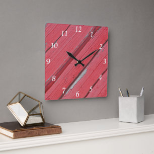 Faux Weathered Red Barn Wood Clock