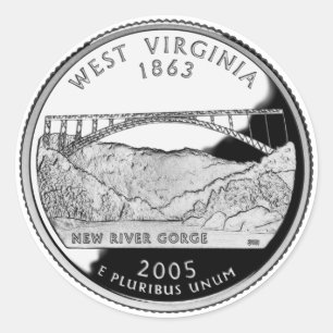 Faux West Virginia State Quarter Classic Round Sticker