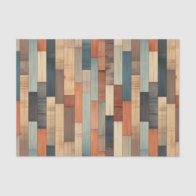 Faux Western wood tiled pattern Tissue Paper (Front)