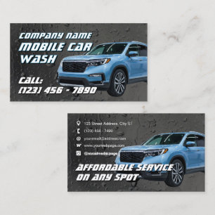 Faux wet surface mobile car wash business card