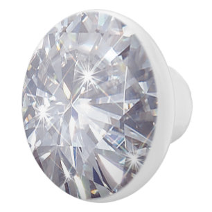 Faux white diamond ceramic round knob